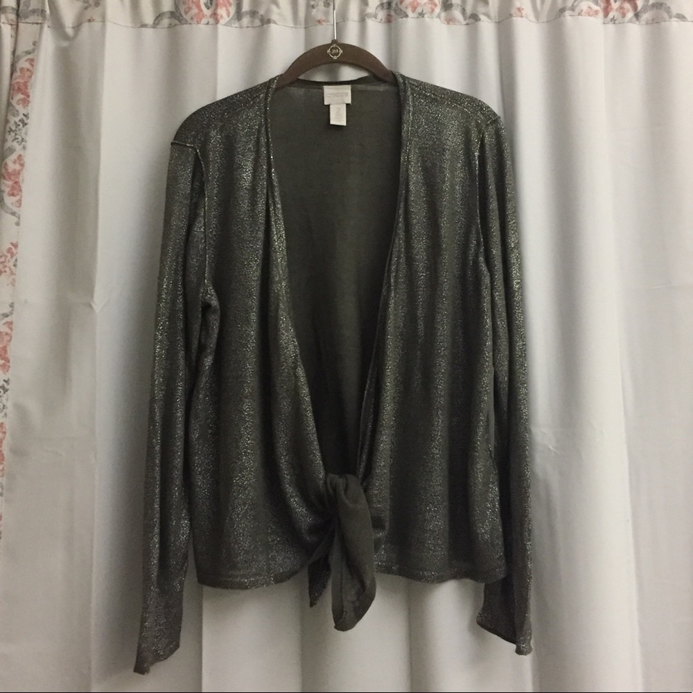 3/$25 Chico’s Large Silver Speckled Cardigan